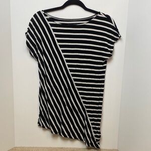 White House Black Market Asymmetrical Striped Dress - Black and White